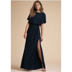 BHLDN Lena Jersey Slit Dress Navy Blue